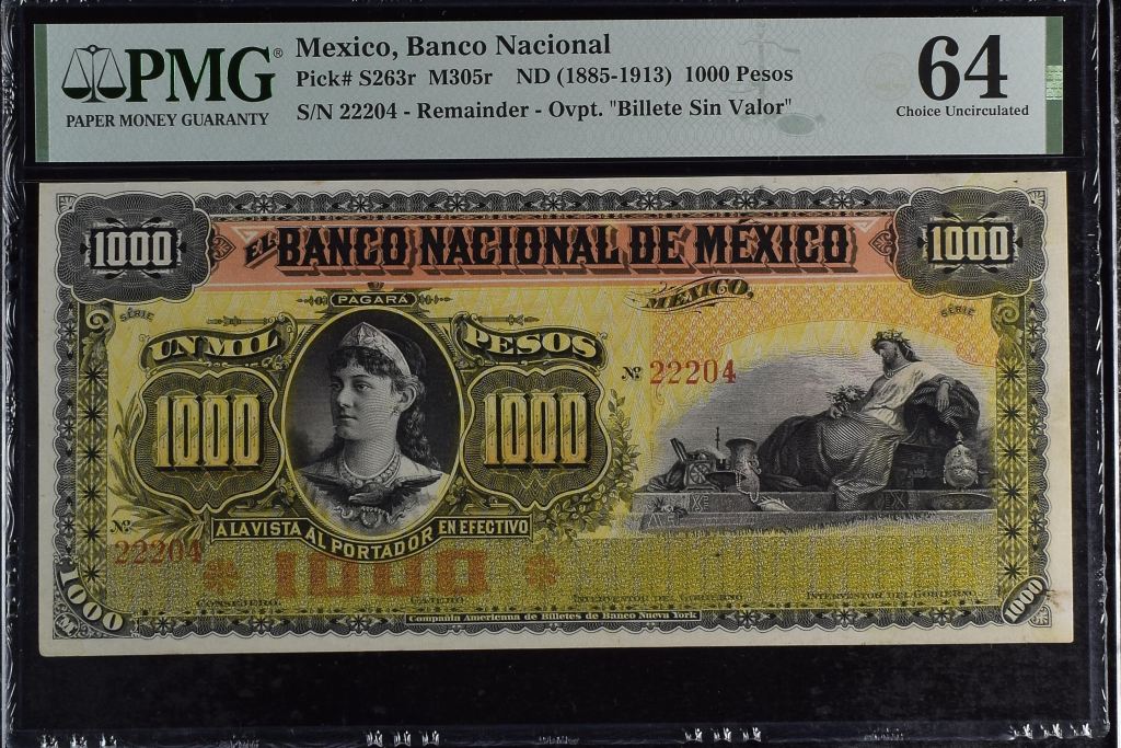 Bancos 1,000 Pesos ND Distrito Federal M305r PMG Ch UNC64 f_35409