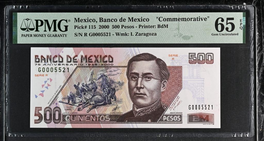 Banco De Mexico 500 Pesos 2000 Pick #115 PMG Gem UNC65 EPQ f_35396