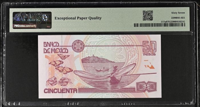 Banco De Mexico 50 Pesos 2000 Pick #117a PMG Superb Gem UNC67 EPQ f_35398