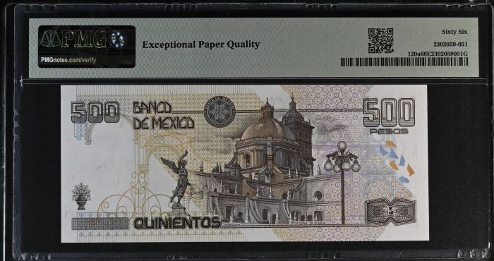 Banco De Mexico 500 Pesos 2000 Pick #120a PMG Gem UNC66 EPQ f_35400