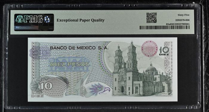 Banco De Mexico 10 Pesos 1969 Pick #63a PMG Gem UNC65 EPQ f_35386