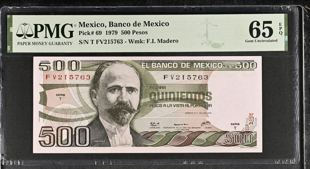 Banco De Mexico 500 Pesos 1979 Pick #69 PMG Gem UNC65 EPQ f_35390