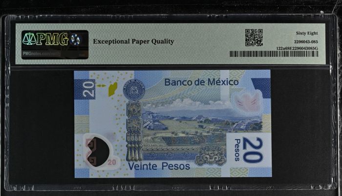 Banco De Mexico 20 Pesos 2006 Pick #122a PMG Superb Gem UNC68 EPQ f_35401