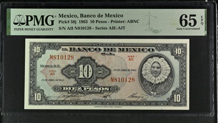 Banco De Mexico 8 Piece Issued Note Set Pick #49-61 PMG Gem UNC65 EPQ f_35436Banco De Mexico 8 Piece Issued Note Set Pick #49-61 PMG Gem UNC65 EPQ f_35436 - Image 5