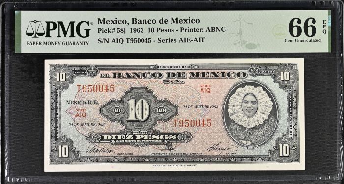 Banco De Mexico 8 Piece Issued Note Set Pick #49-61 PMG Gem UNC66 EPQ f_35437Banco De Mexico 8 Piece Issued Note Set Pick #49-61 PMG Gem UNC66 EPQ f_35437 - Image 5