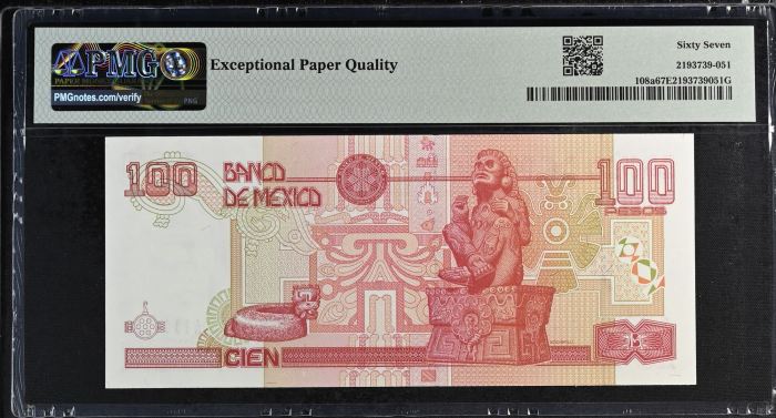 Banco De Mexico 100 Pesos 1994 Pick #108a PMG Superb Gem UNC67 EPQ f_35431Banco De Mexico 100 Pesos 1994 Pick #108a PMG Superb Gem UNC67 EPQ f_35431 - Image 2