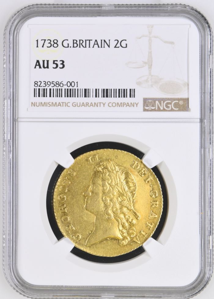 UK (Great Britain) 2 Guineas 1738 NGC AU53 0144675UK (Great Britain) 2 Guineas 1738 NGC AU53 0144675