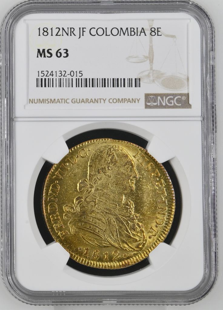 Colombia 8 Escudos 1812 Nr JF NGC MS63 0144683