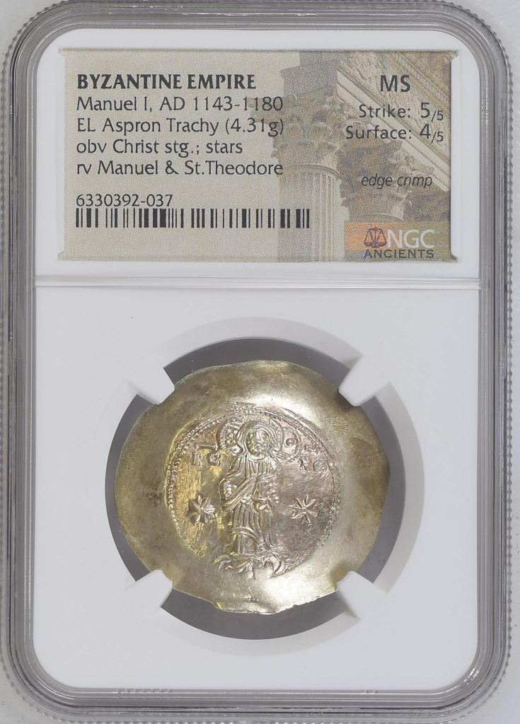 Byzantine Manuel I 1143-1180 AD EL Aspron Trachy NGC MS 0144688