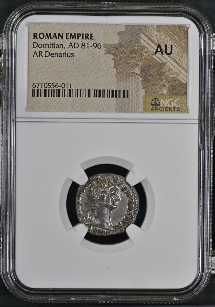 Roman Imperial Domitian 81-96 AD AR Denarius AU 0144691Roman Imperial Domitian 81-96 AD AR Denarius AU 0144691