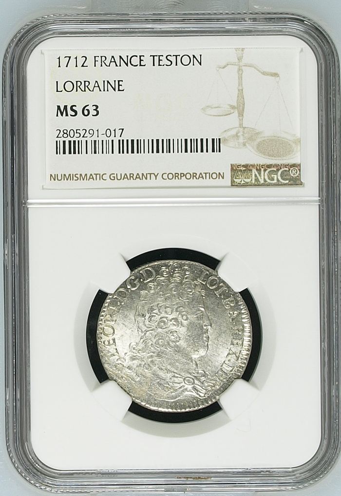 France Teston 1712 Lorraine NGC MS63 0144699France Teston 1712 Lorraine NGC MS63 0144699