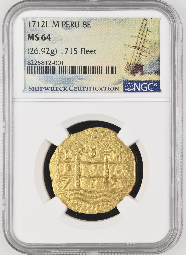 Peru 1715 Fleet (1715) 8 Escudos 1712 L M NGC MS64 0144700