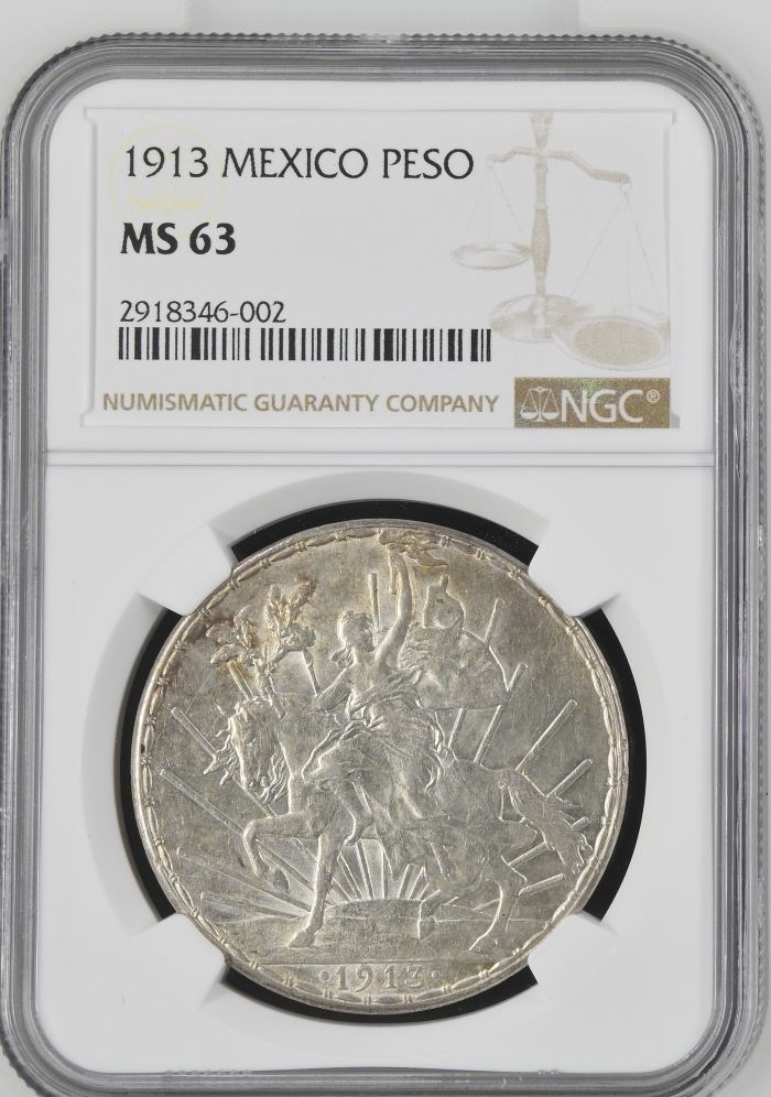 Modern Silver & Minors Peso 1913 NGC MS63 0144711Modern Silver & Minors Peso 1913 NGC MS63 0144711