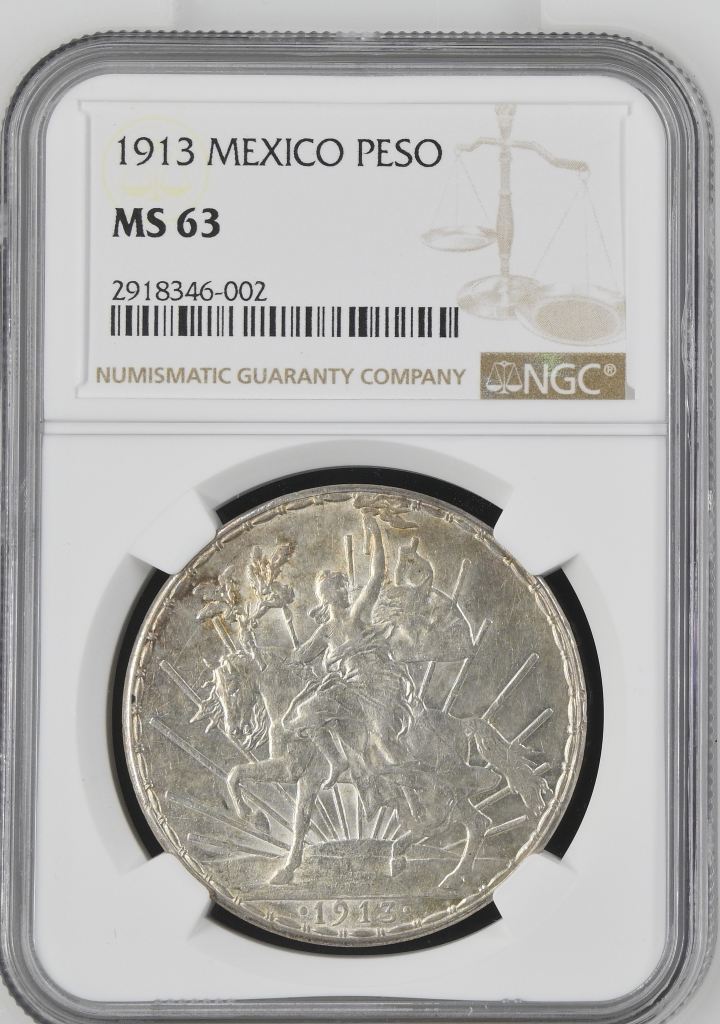 Modern Silver & Minors Peso 1913 NGC MS63 0144711