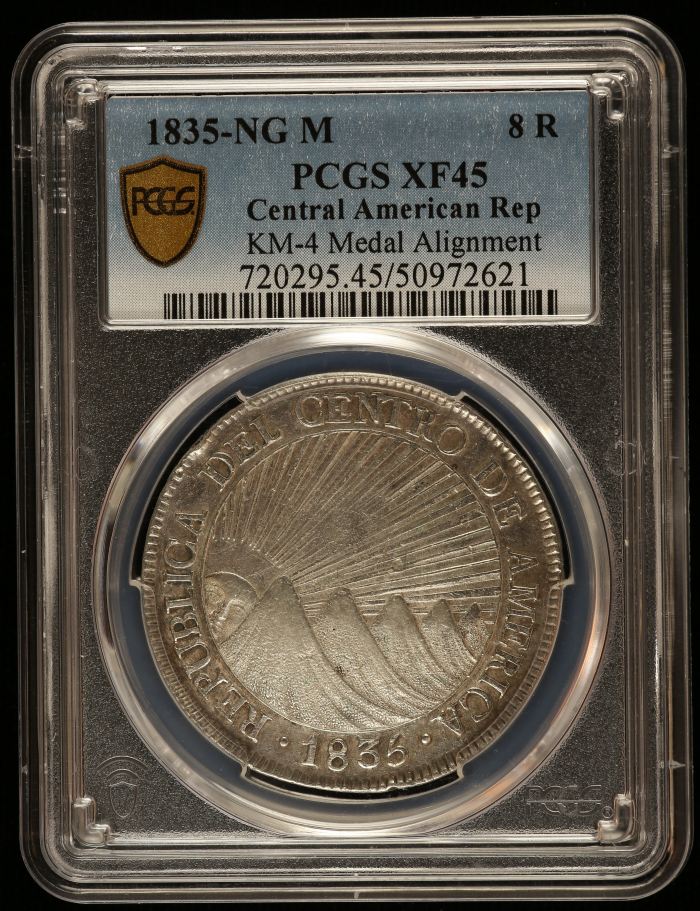 Central American Republic 8 Reales 1835 Ng M KM-4 PCGS XF45 0144717Central American Republic 8 Reales 1835 Ng M KM-4 PCGS XF45 0144717