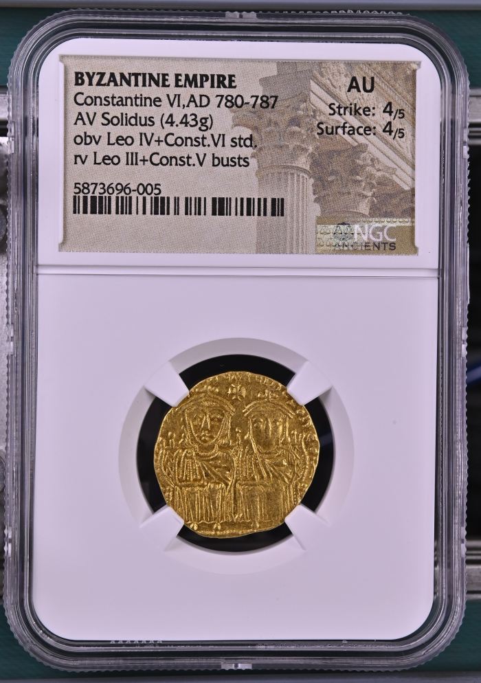 Byzantine Constantine VI 780-787 AD AV Solidus NGC AU 0144741Byzantine Constantine VI 780-787 AD AV Solidus NGC AU 0144741