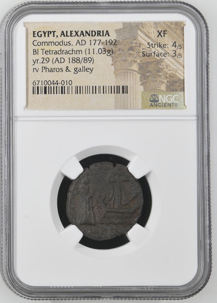 Roman Imperial Commodus 177-192 AD BI Tetradrachm NGC XF 0144744Roman Imperial Commodus 177-192 AD BI Tetradrachm NGC XF 0144744