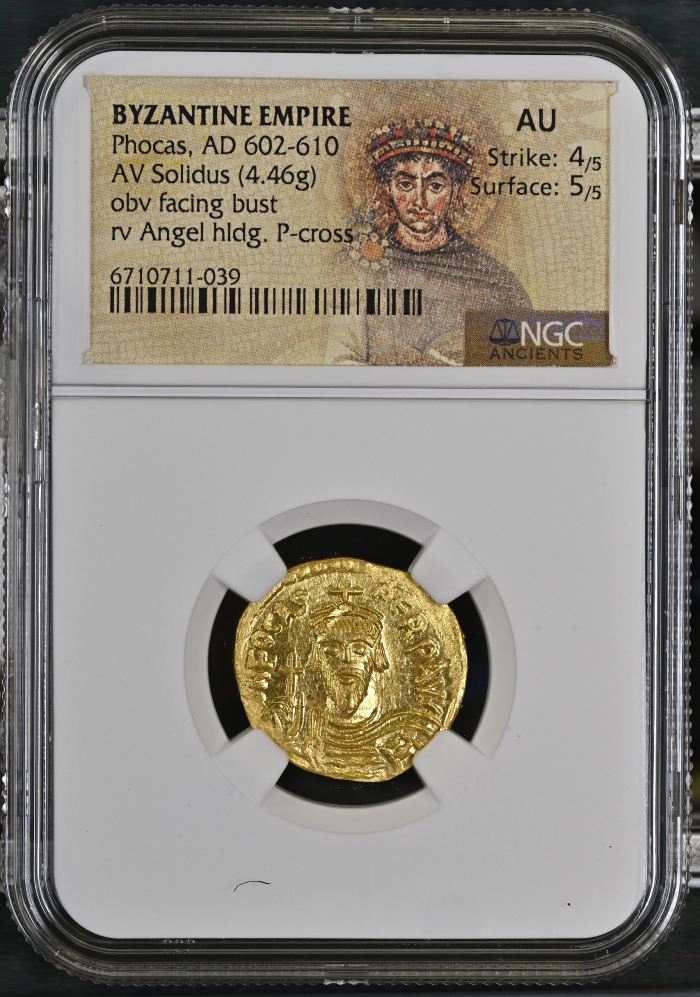 Byzantine Phocas 602-610 AD AV Solidus NGC AU 0144760Byzantine Phocas 602-610 AD AV Solidus NGC AU 0144760