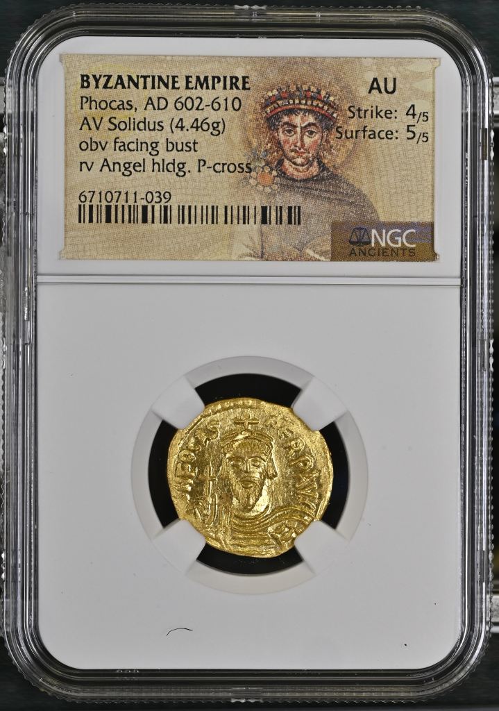 Byzantine Phocas 602-610 AD AV Solidus NGC AU 0144760