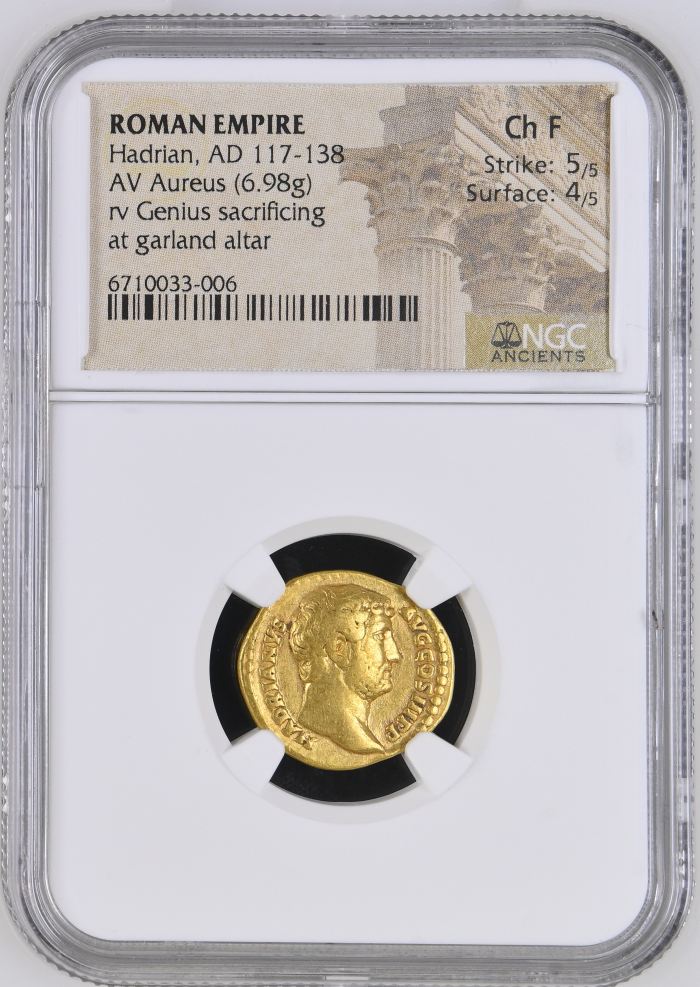 Roman Imperial Hadrian 117-138 AD AV Aureus NGC Ch F 0144772Roman Imperial Hadrian 117-138 AD AV Aureus NGC Ch F 0144772