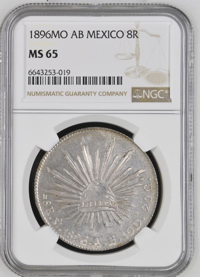 Mexico City 8 Reales 1896 Mo AB NGC MS65 0144785Mexico City 8 Reales 1896 Mo AB NGC MS65 0144785