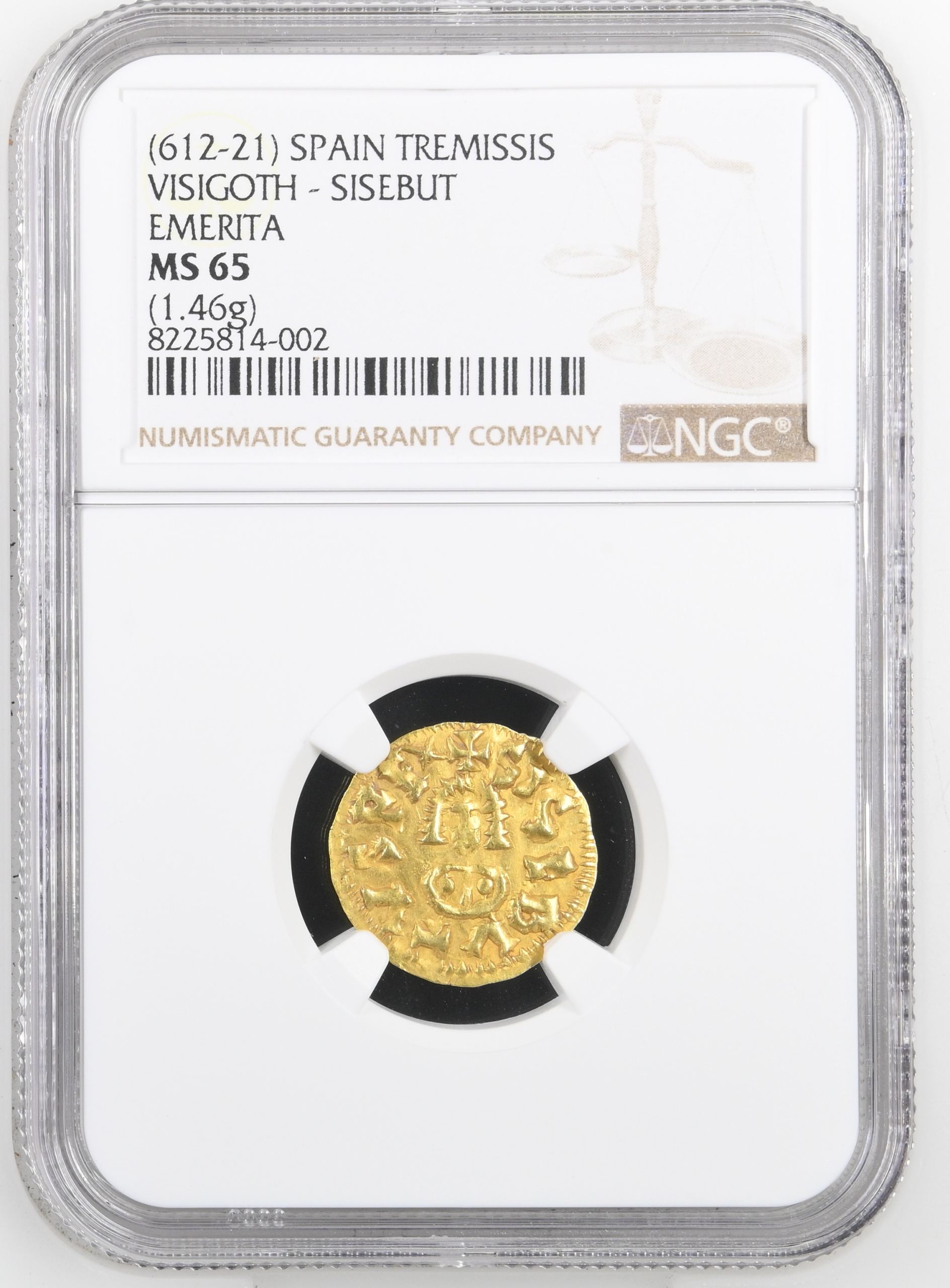 Spain Tremissis (612-21) Visigoth - Sisebut Emerita NGC MS65 0144786