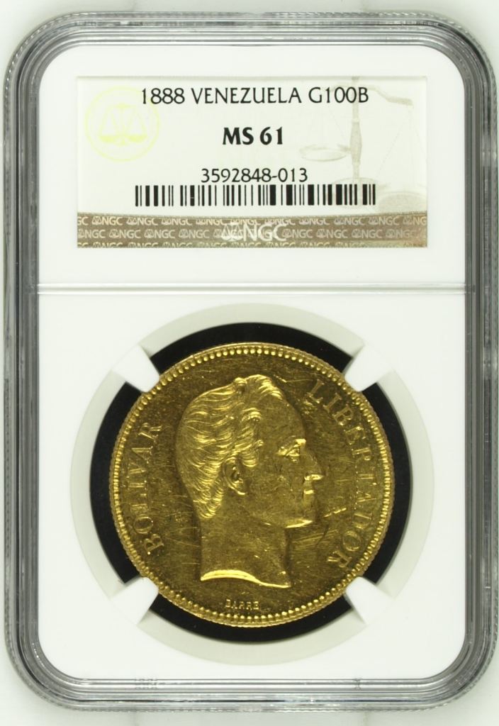 Venezuela 100 Bolivares 1888 NGC MS61 0144800