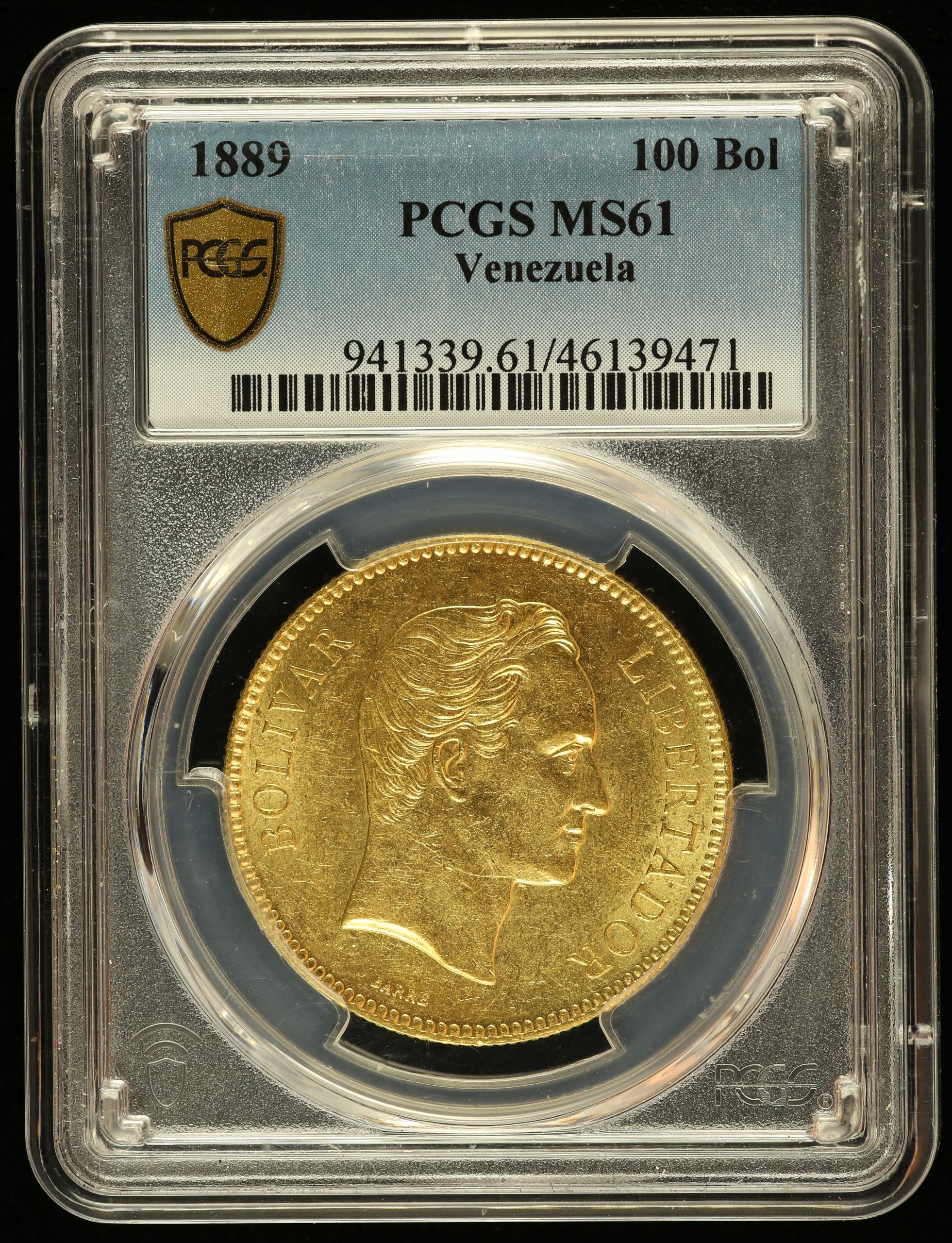 Venezuela 100 Bolivares 1889 PCGS MS61 0144804