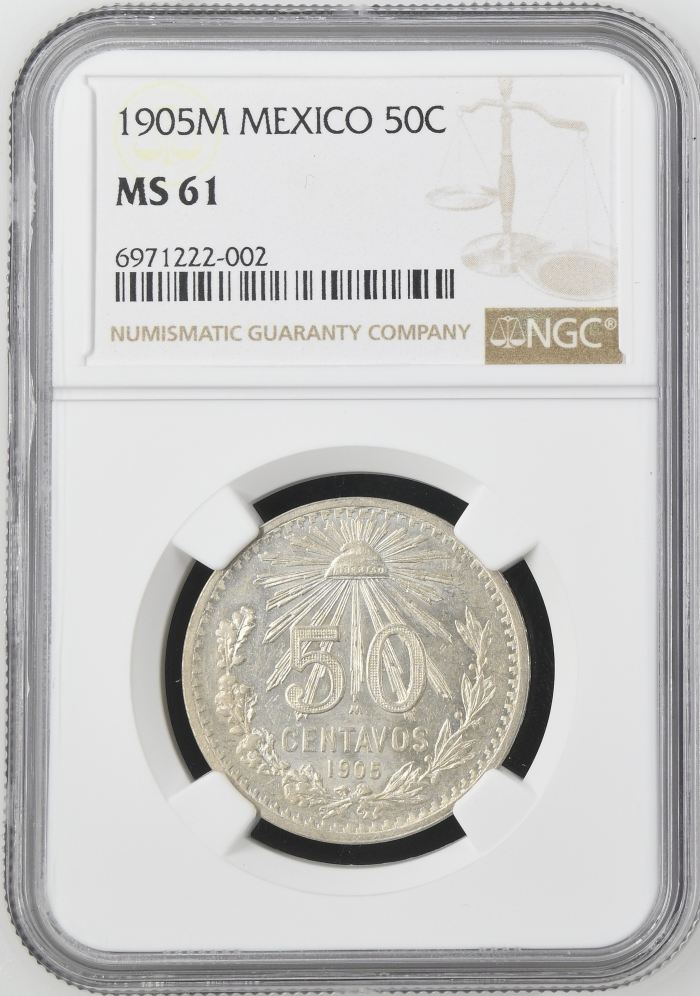 Modern Silver & Minors 50 Centavo 1905 M NGC MS61 0144892Modern Silver & Minors 50 Centavo 1905 M NGC MS61 0144892