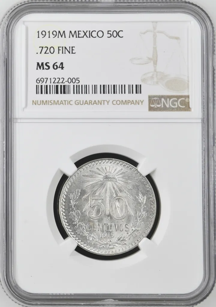Modern Silver & Minors 50 Centavo 1919 M NGC MS64 0144896