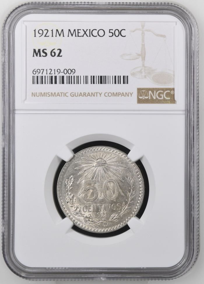 Modern Silver & Minors 50 Centavo 1921 M NGC MS62 0144897Modern Silver & Minors 50 Centavo 1921 M NGC MS62 0144897