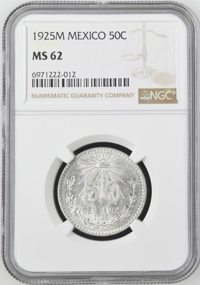 Modern Silver & Minors 50 Centavo 1925 M NGC MS62 0144899Modern Silver & Minors 50 Centavo 1925 M NGC MS62 0144899