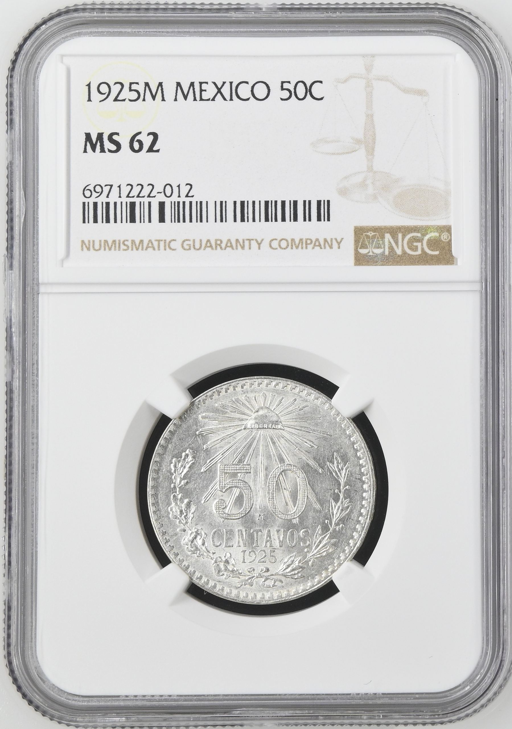 Modern Silver & Minors 50 Centavo 1925 M NGC MS62 0144899