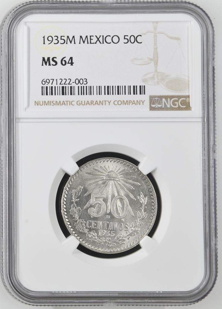 Modern Silver & Minors 50 Centavo 1935 M NGC MS64 0144900