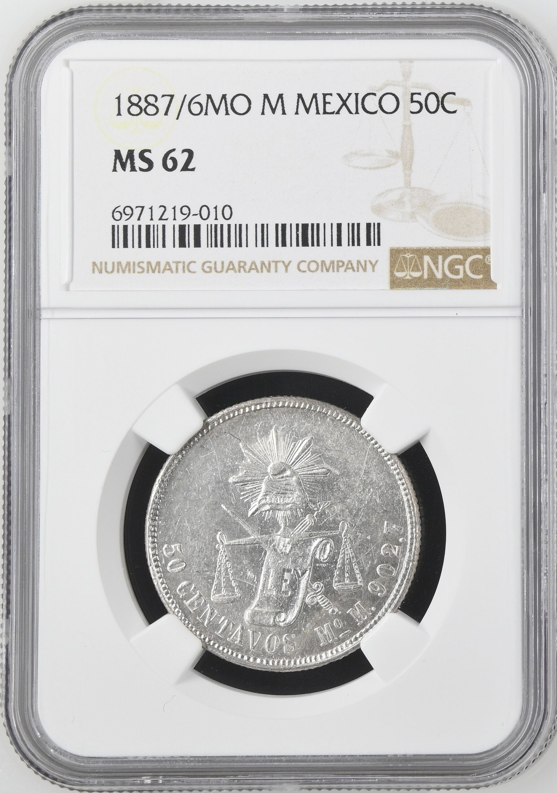 Mexican Coins Republic Silver & Minors Republic Silver & Minors 50 Centavo 1887/6 Mo M NGC MS62 0144902 Republic Silver & Minors 50 Centavo 1887/6 Mo M NGC MS62 0144902Republic Silver & Minors 50 Centavo 1887/6 Mo M NGC MS62 0144902