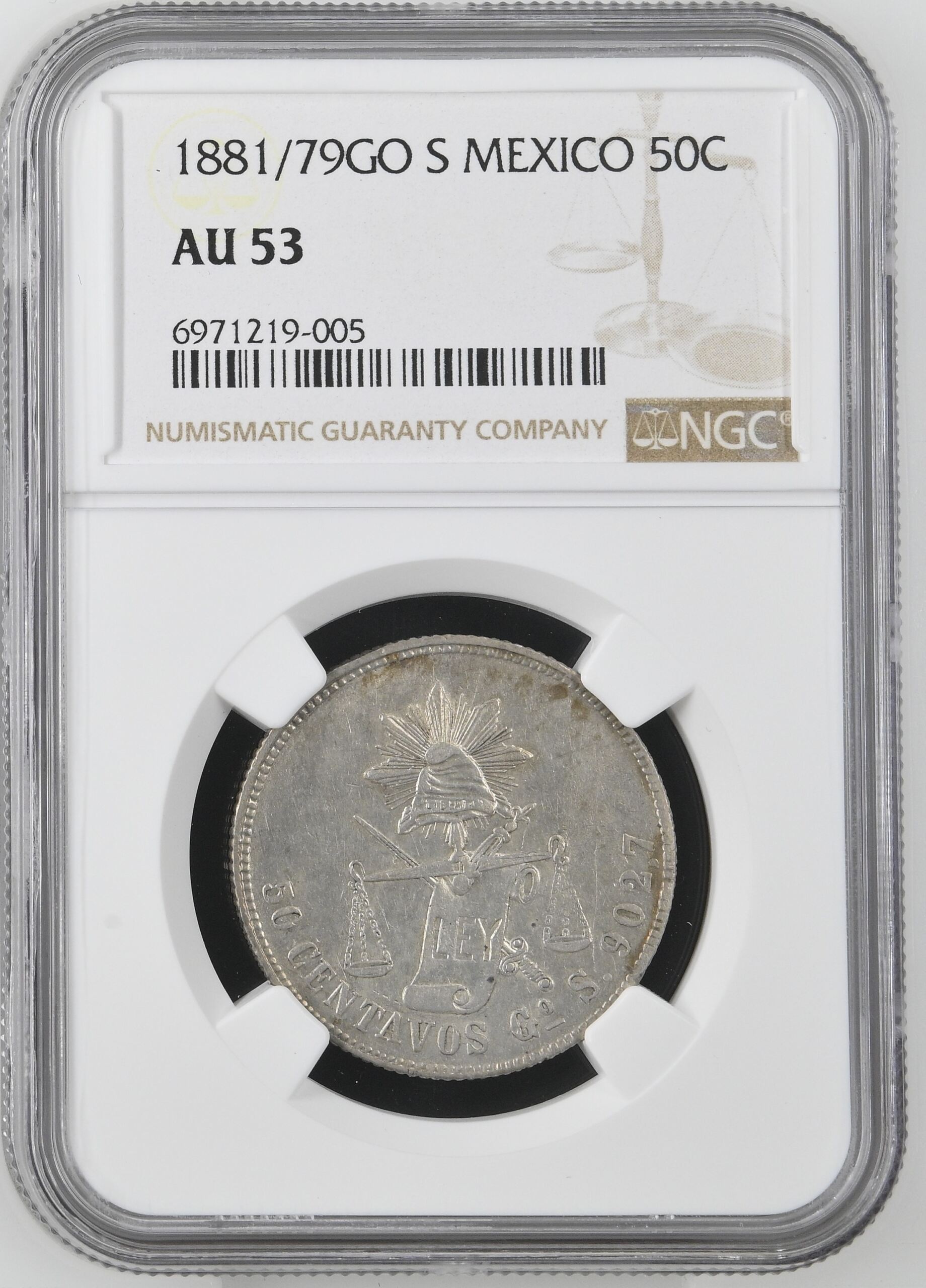Mexican Coins Republic Silver & Minors Republic Silver & Minors 50 Centavo 1881/79 Go S NGC AU53 0144908 Republic Silver & Minors 50 Centavo 1881/79 Go S NGC AU53 0144908Republic Silver & Minors 50 Centavo 1881/79 Go S NGC AU53 0144908