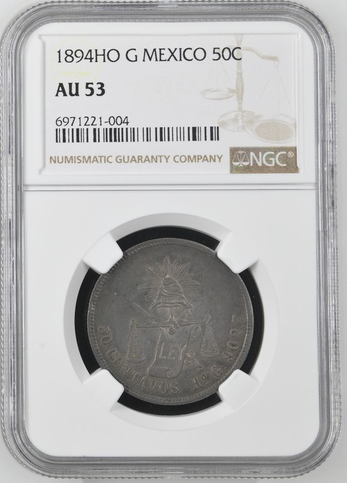 Republic Silver & Minors 50 Centavo 1894 Ho G NGC AU53 0144910Republic Silver & Minors 50 Centavo 1894 Ho G NGC AU53 0144910