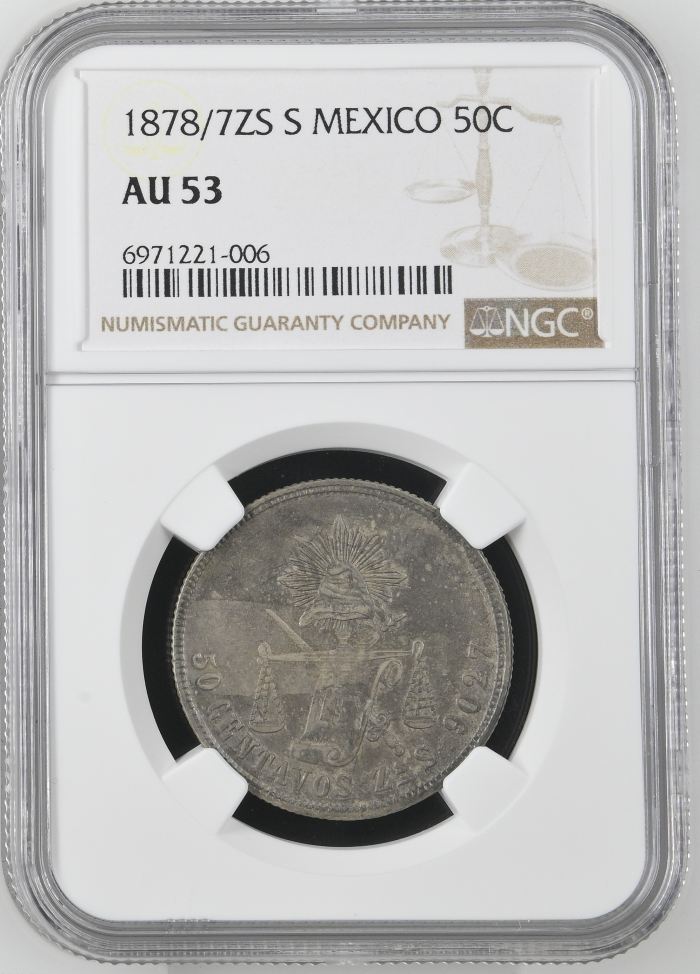 Republic Silver & Minors 50 Centavo 1878/7 Zs S NGC AU53 0144912Republic Silver & Minors 50 Centavo 1878/7 Zs S NGC AU53 0144912