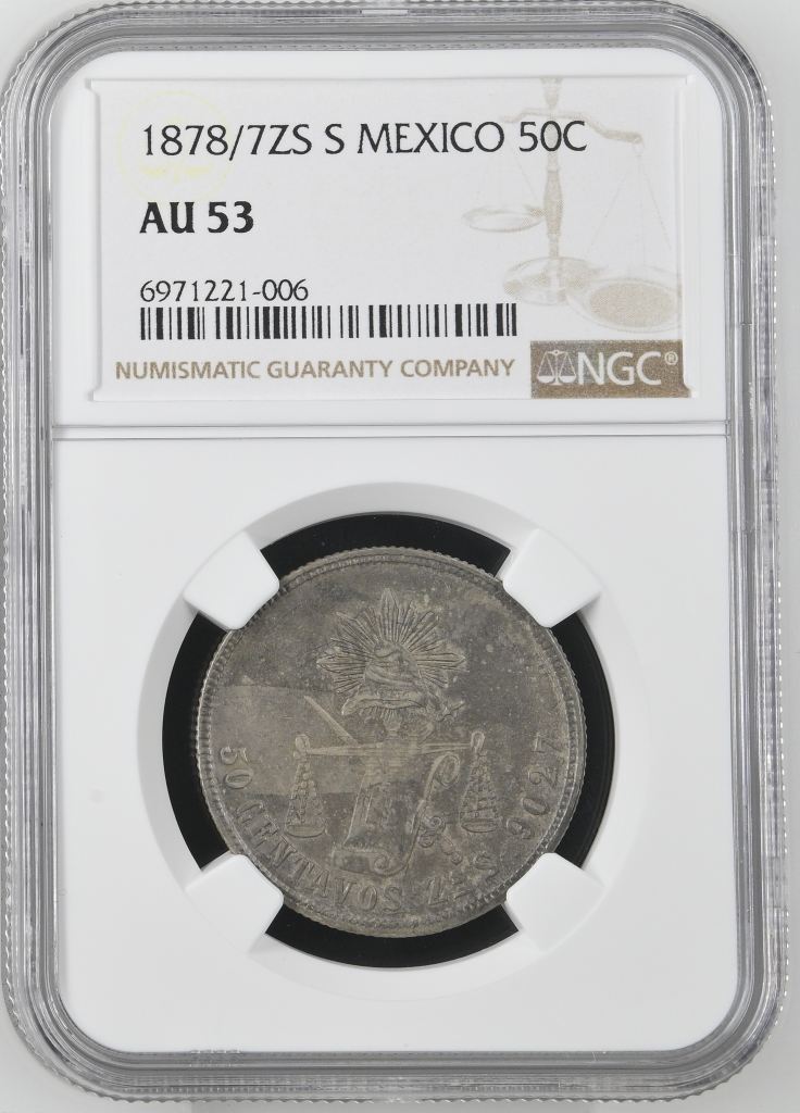 Republic Silver & Minors 50 Centavo 1878/7 Zs S NGC AU53 0144912