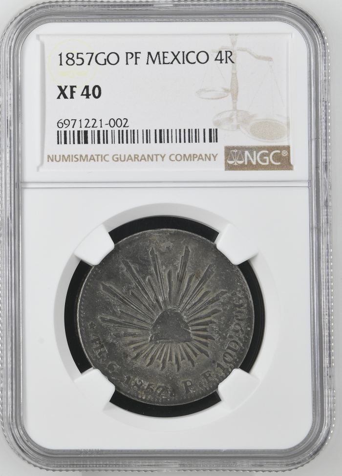 Republic Silver & Minors 4 Reales 1857 Go PF NGC XF40 0144914Republic Silver & Minors 4 Reales 1857 Go PF NGC XF40 0144914