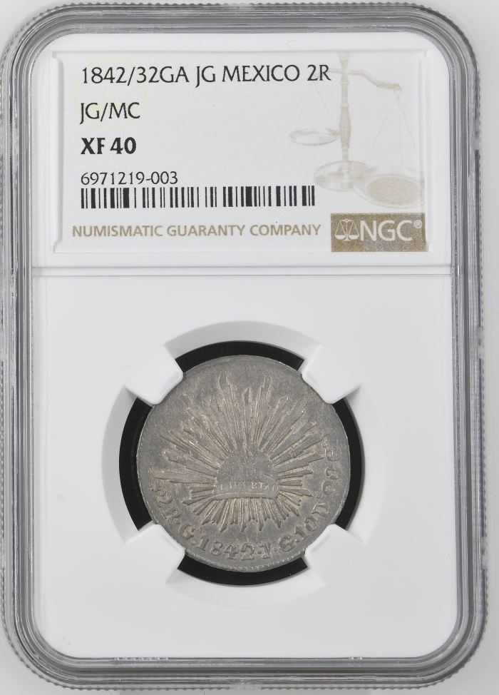 Republic Silver & Minors 2 Reales 1842/32 Ga JG NGC XF40 0144918Republic Silver & Minors 2 Reales 1842/32 Ga JG NGC XF40 0144918