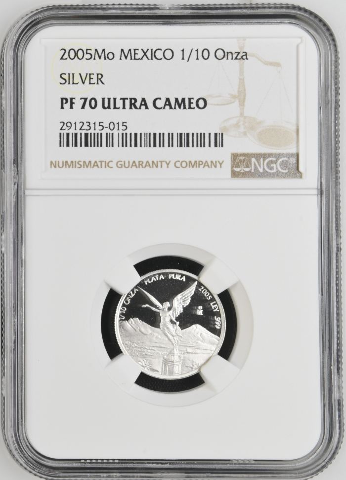 Modern Silver & Minors 1/10 Onza 2005 Mo NGC PF70 Ultra Cameo 0144926Modern Silver & Minors 1/10 Onza 2005 Mo NGC PF70 Ultra Cameo 0144926