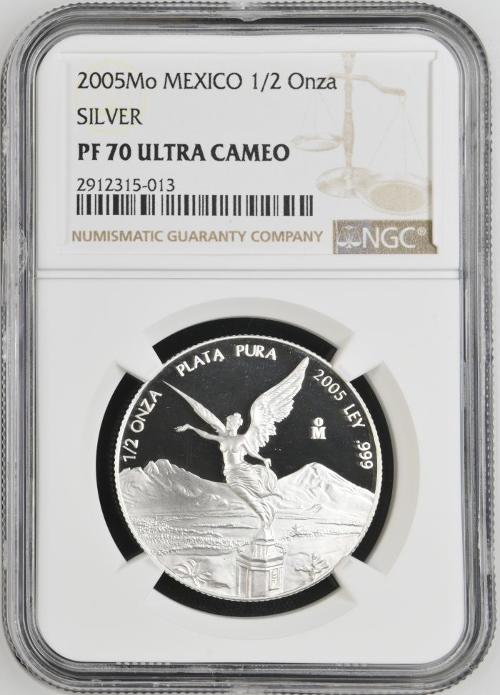 Modern Silver & Minors 1/2 Onza 2005 Mo NGC PF70 Ultra Cameo 0144928Modern Silver & Minors 1/2 Onza 2005 Mo NGC PF70 Ultra Cameo 0144928