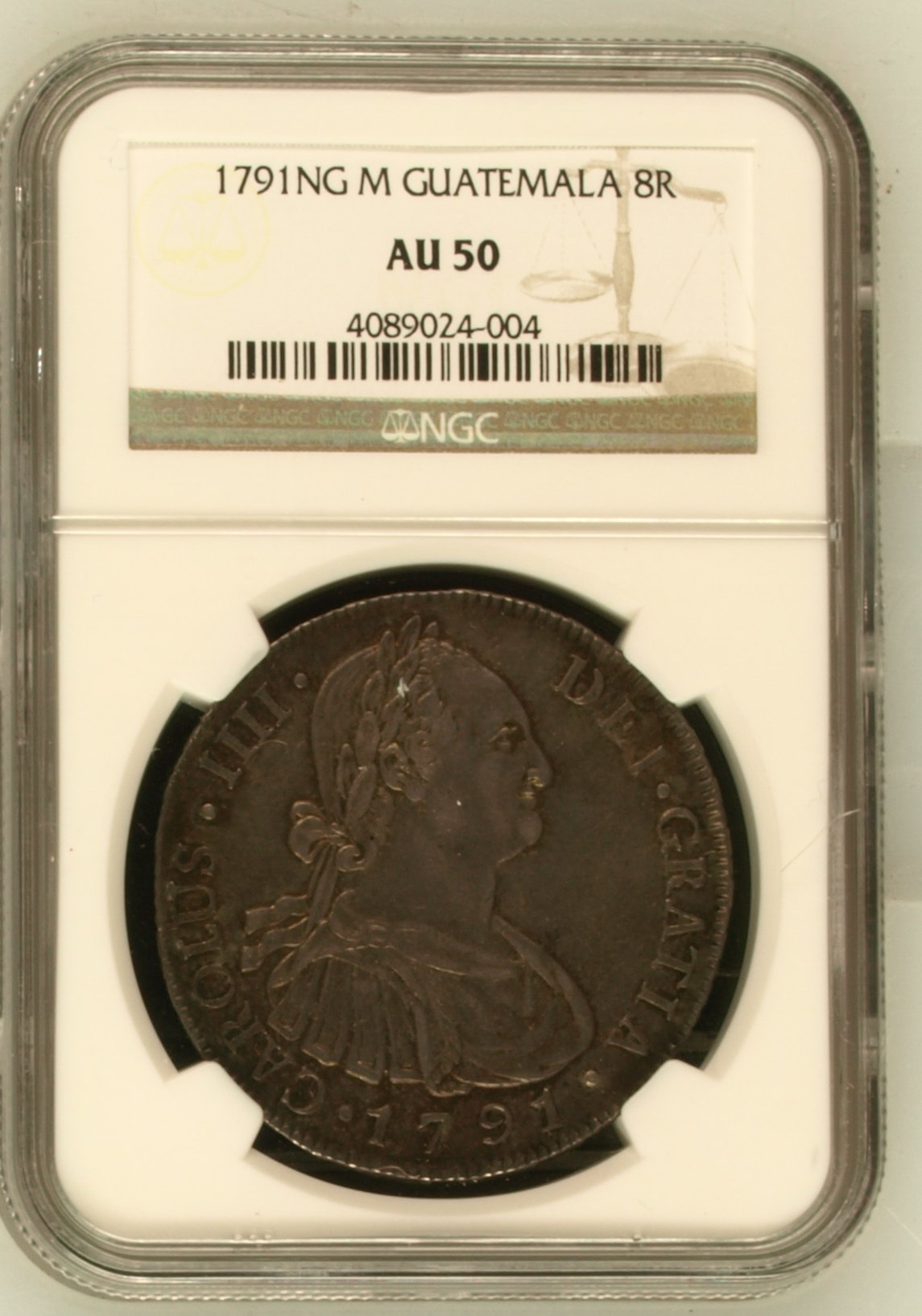 Guatemala 8 Reales 1791 Ng M NGC AU50 0144931