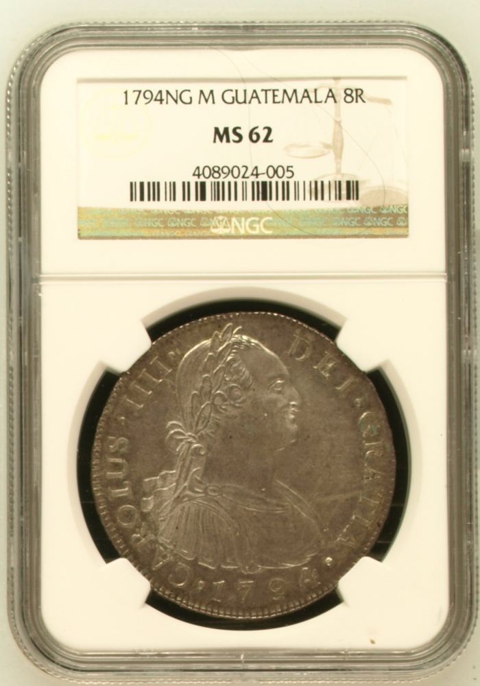 Guatemala 8 Reales 1794 Ng M NGC MS62 0144934Guatemala 8 Reales 1794 Ng M NGC MS62 0144934