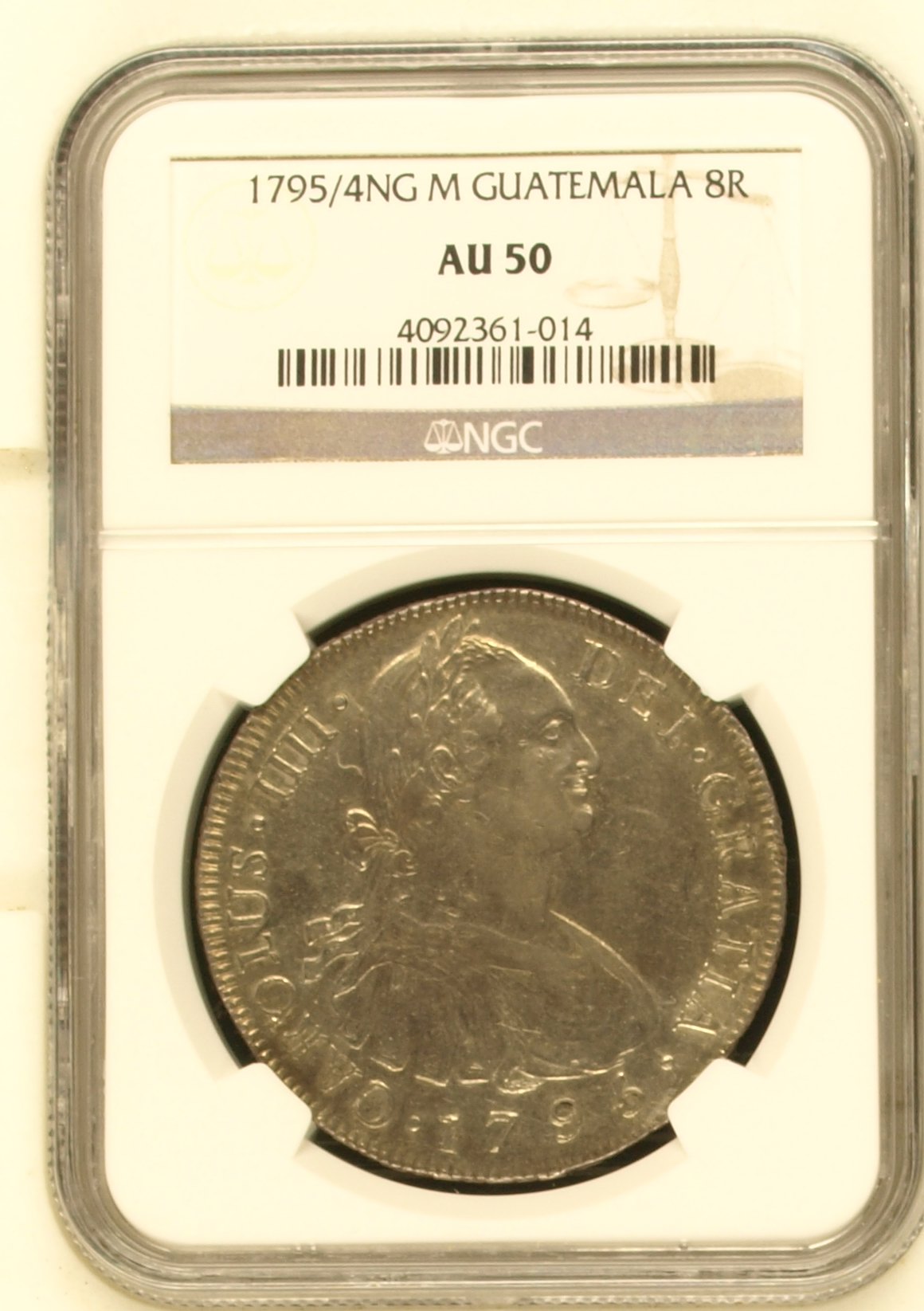 Guatemala 8 Reales 1795/4 Ng M NGC AU50 0144935