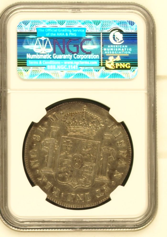 Guatemala 8 Reales 1795/4 Ng M NGC AU50 0144935Guatemala 8 Reales 1795/4 Ng M NGC AU50 0144935 - Image 2