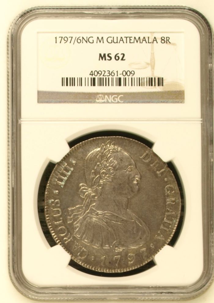 Guatemala 8 Reales 1797/6 Ng M NGC MS62 0144936Guatemala 8 Reales 1797/6 Ng M NGC MS62 0144936