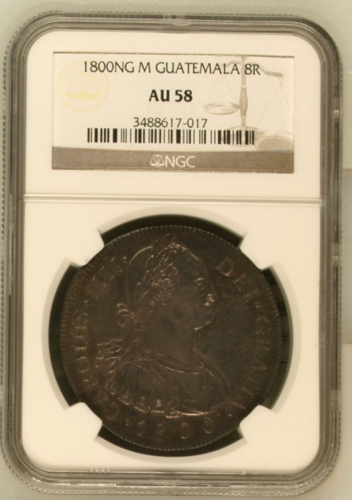 Guatemala 8 Reales 1800 Ng M NGC AU58 0144938Guatemala 8 Reales 1800 Ng M NGC AU58 0144938