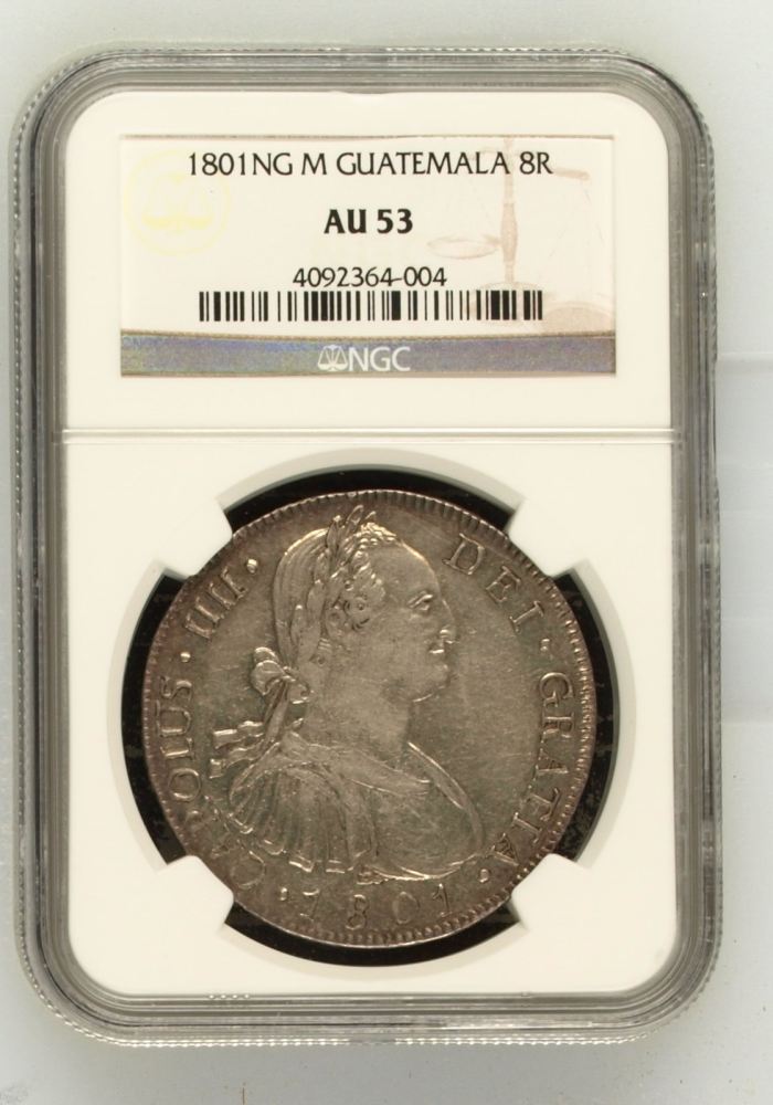 Guatemala 8 Reales 1801 Ng M NGC AU53 0144939Guatemala 8 Reales 1801 Ng M NGC AU53 0144939